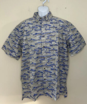 Camisa de Pesca Redington Para Hombre Algodón Manga Corta Verde Azul Pez NUEVA Talla L Foto 1 de 4
