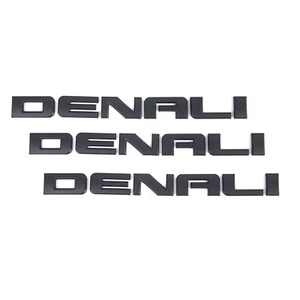 3x Denali Door Tailgate Letter Nameplate Emblem Badge GMC HD Matte Black - Picture 1 of 6