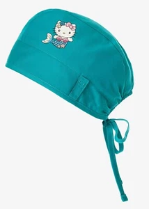 CHEROKEE TOONIFORMS SANRIO LICENSED HELLO KITTY MERMAID GREEN SCRUB CAPS - Picture 1 of 2