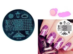 Nail Art Stamping Black Cat Rose Theme Manicure Template Image Plate Kit BP 03 - Picture 1 of 12