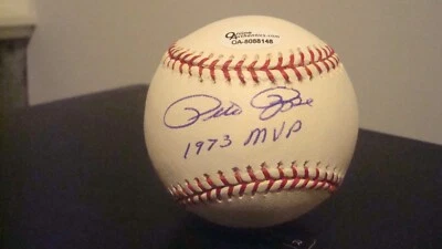 PETE ROSE AUTOGRAPHED RAWLINGS BASEBALL SIGNED "1973 MVP" CINCINNATI REDS - Image 1 of 4