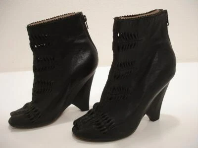 Sam Edelman Women's 6 M Krosby Bootie Black Leather Peep Toe Back Zipper Boots - Image 1 of 4