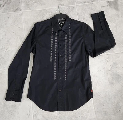 NEW – Men’s GUESS Vintage 1981 black cotton button-up FITTED collar shirt (L) - Image 1 of 4