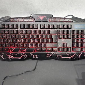 Gaming Keyboard Crack Lightning Graphics USB Connector Open Box - Picture 1 of 14
