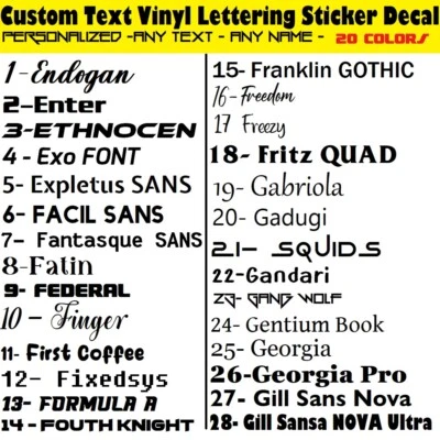 Calcomanía adhesiva de vinilo con letras de texto personalizado, CUALQUIER TEXTO - CUALQUIER NOMBRE - [4 Foto 1 de 4