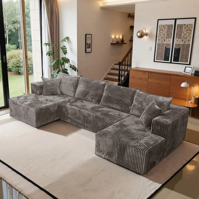 U-Shape Modular Sectional corduroy Couch suitable for living room furniture - Image 1 of 4