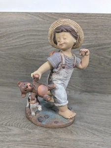 "Strolling Barefoot" ~ NADAL Studio , LLADRO ~ Boy with Dog ~ Porcelain Figurine - Picture 1 of 9