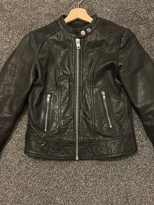 Diesel Black Leather Biker Jacket 100% Lamb Leather Y2K Size S Excellent!!! - Picture 1 of 18