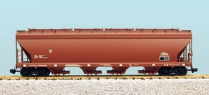 USA Trains R14101 UNDECORATED 4-BAY Center Flow Covered Hopper, Brown - Picture 1 of 3