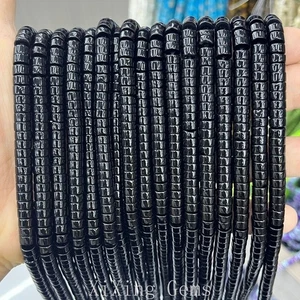 Cuentas espaciadoras de disco Heishi de piedra negra natural de 3x6 mm para hacer joyas hágalo usted mismo 15 pulgadas - Imagen 1 de 6