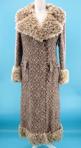 Abrigo tapiz marrón y crema de colección para mujer años 60 70 con piel de oveja talla M años 60 años 70 - Imagen 1 de 24