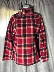 New Women's Eddie Bauer Red Fleece 1/4 Zip Pullover Size Large - Picture 1 of 4