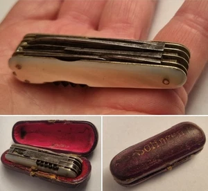 Rare Old SOLINGEN multi tools penknife corkscrew pocket Knife IN CASE - Picture 1 of 9