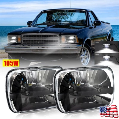 2PC 7x6inch LED Headlight HI-LO for Chevy El Camino 1978-1981 Chevette 1979-1987 - Image 1 of 4