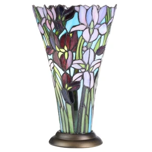 13.5"H Stained Glass Iris Up Light Table Lamp - Picture 1 of 10