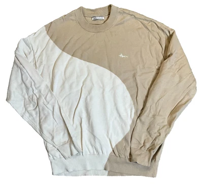 Zara Men's Sweater  Brown & White Crew Neck Long Sleeve Casual Large-Free Ship - Image 1 of 4