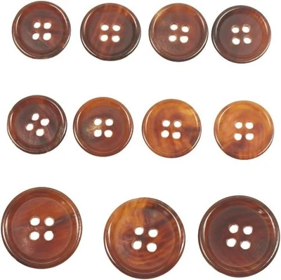 11-Piece Light Brown Horn Button Set for Blazers, Suits & Coats - Real Buffal... - Image 1 of 2