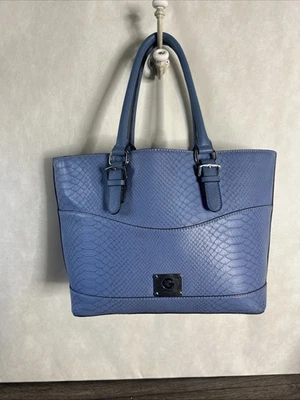 Bolso Cartera Guess Vintage Grande Imitación Cocodrilo Caimán Azul Bolsillos Foto 1 de 4