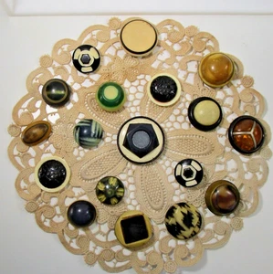 Vintage Celluloid Bubble Art Deco Two Tone Sewing Lot 18 Button ( s) 7/8-1 1/2" - Picture 1 of 13