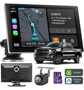 Carplay Bildschirm für Auto, 9" tragbares kabelloses Carplay & Android Auto, 4K DashCam - Bild 1 von 10