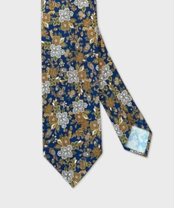 Arcuri cravatta sette pieghe in seta retro flower, blu I25840.1 - Picture 1 of 2