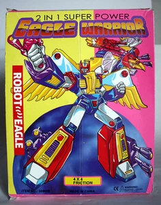 RARE VINTAGE 80'S TRANSFORMING EAGLE WARRIOR FRICTION ROBOT NEW NOS ! - Picture 1 of 12