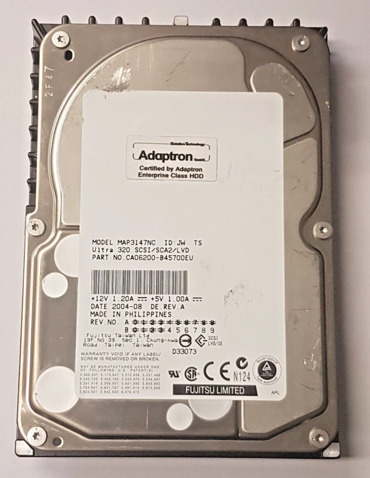147 GB Fujitsu MAP3147NC 10000RPM Ultra-320 SCSI 80pin 8MB 3.5 " Hard Drive - Image 1 of 1