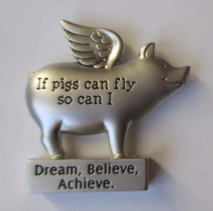 Q1 Dream believe achieve IF PIGS CAN FLY so can I figurine miniature Angel pig - Picture 1 of 4