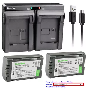 Kastar Battery Dual USB Charger for Panasonic CGR-D08 AG-3DA1P AG-AC90 AG-AC90P - Picture 1 of 11