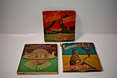 Films 8mm Castle with Boxes Crocodile Thrills, World Parade Camera Magic - Image 1 of 2