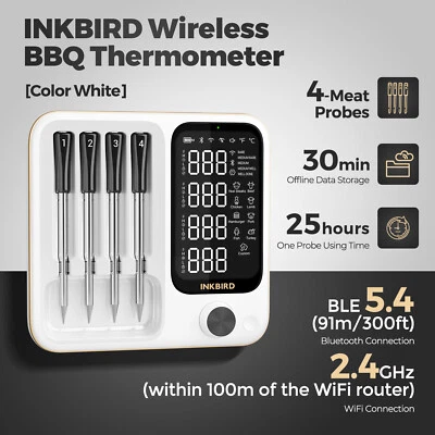 Inkbird Wireless Meat Thermometer Oven BBQ Cooking Bluetooth WiFi Remote Control - Image 1 of 4