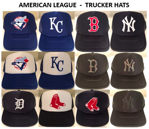 Yankees, Red Sox, Royals, Tigers, Blue Jays Foam Poly Mesh Trucker Baseball Hats Cover