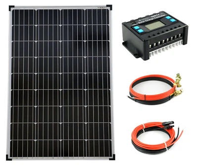 Solar Set 12V 100 Watt Solarpanel Solaranlage Garten Camping 1000mm 20A 0% MwSt - Bild 1 von 4