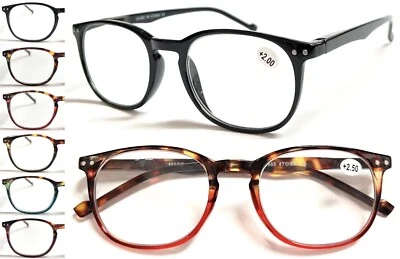 Reading Glasses +0.5~4.0 Spring Hinge Arms Round Retro Style Keyhole Bridge L888