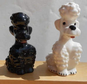 Salero y pimentero Goebel Poodle Dogs blanco y negro de colección mediados de siglo - Imagen 1 de 4