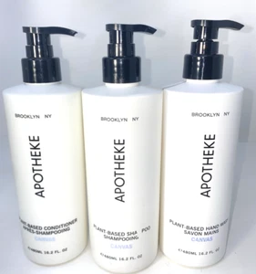 3x Apotheke Canvas White Vetiver SHAMPOO, CONDITIONER & HAND WASH Soap 16.2oz 3! - Picture 1 of 8