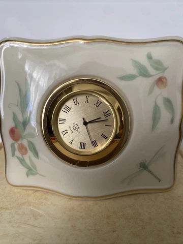 Vintage Lenox Clock Collection. 1999. Ivory China hand painted. Battery operated Cover