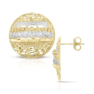 Aretes redondos Última Cena Max oro 10k - Imagen 1 de 4