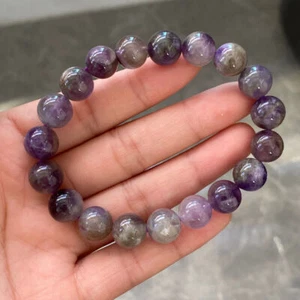 10mm Real Natural Purple Amethyst Round Gemstone Beaded Elastic Bracelet 7.5'' - Picture 1 of 12