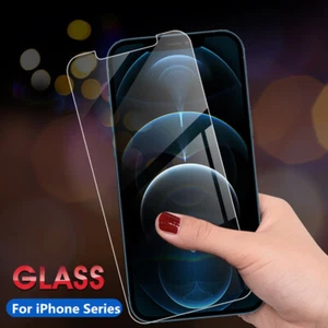 Premium Tempered Glass Film Screen Protector for iPhone 16e 15 14 13 12 11 7 SE - Picture 1 of 24