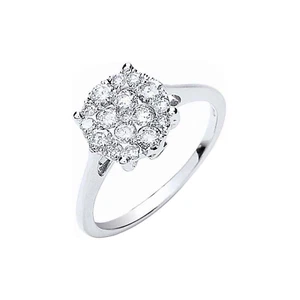 0.50 carat Natural Round Cut Diamond Claw-set Cluster Ring 18k White Gold - Picture 1 of 8