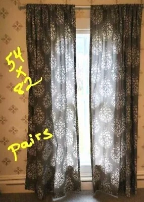 Umbral Taupe Cortina 54x84 Damasco Cortina Juego de 2 Paneles Filtro de Luz Par Foto 1 de 3