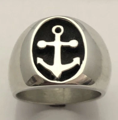 ANILLO ANCLA MJG ESTERLINA. AZUL MARINO. MARINERO.  21 gramos Foto 1 de 4