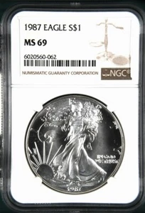 1987 American Silver Eagle $1 NGC MS69  - Picture 1 of 2