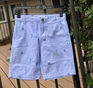 Old Navy Boy's Sz 8 Resort SHORTS Blue with Palm Trees & Boats - Picture 1 of 12