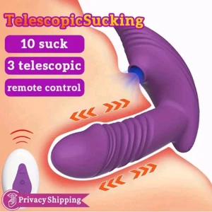 Telescopic Thrusting Dildo Vibrator Sucking Massager Sex Toys for Women Vagina - Picture 1 of 7