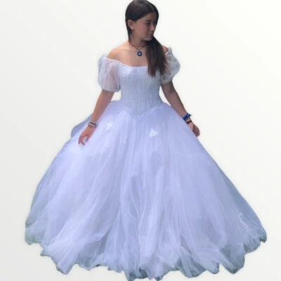 Oleg Cassini 球服婚礼礼服 XS 0-2 薄纱串珠花边贴花火车 — 第 1/4 张图片