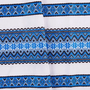 Tischdecke Deko Ukrainische Ornament Hochzeitsdeko Weiß Blau Schwarz - Bild 1 von 2