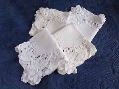 4 Serviettes  Broderie au Lacet     31 cm x  31 cm - Photo 1/4