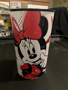 Vintage Disney Red Minnie Mouse Tumbler Cup Glass PLASTIC STAR SPARKLE - Picture 1 of 4